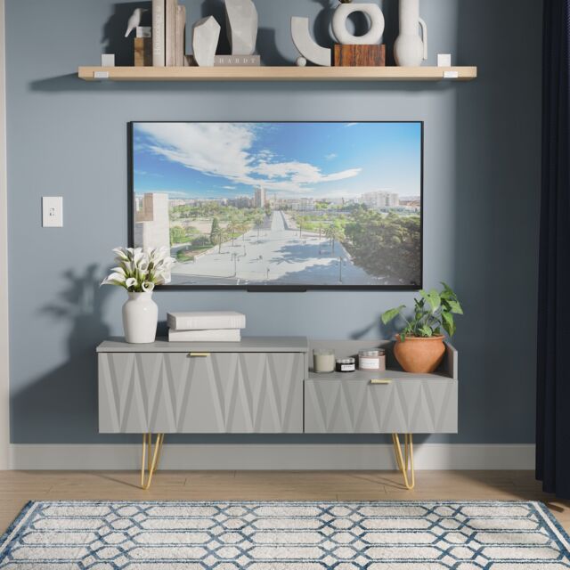 Ready Assembled 2 U Dallas 2 Drawer Coffee TV Unit (Ready Assembled) in Grey - image 1