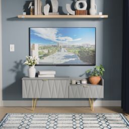 Ready Assembled 2 U Dallas 2 Drawer Coffee TV Unit (Ready Assembled) in Grey - thumbnail 1