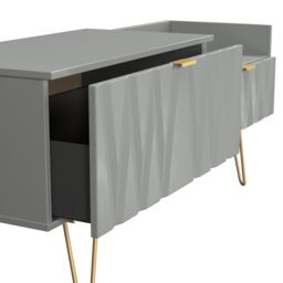 Ready Assembled 2 U Dallas 2 Drawer Coffee TV Unit (Ready Assembled) in Grey - thumbnail 7