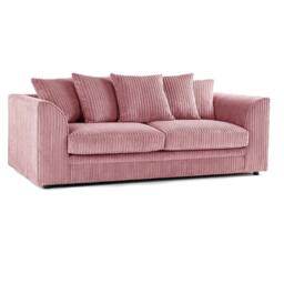 Furniture 786 Hannah Jumbo Cord 3 Seater Sofa in Pink - thumbnail 2