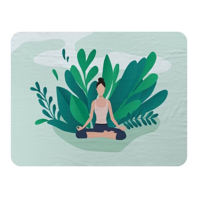 Benjamin Tate Design Woman Meditating Designer Blanket in Natural - Size: 120 cm x 150 cm - image 1