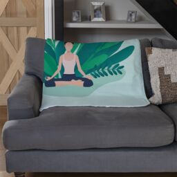 Benjamin Tate Design Woman Meditating Designer Blanket in Natural - Size: 120 cm x 150 cm - thumbnail 2