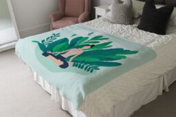 Benjamin Tate Design Woman Meditating Designer Blanket in Natural - Size: 120 cm x 150 cm - thumbnail 4