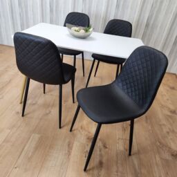 KOSY KOALA Modern Rectangle White Dining Table Set With 4 Black Chairs Dining Room Furniture in Brown - thumbnail 2