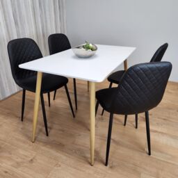 KOSY KOALA Modern Rectangle White Dining Table Set With 4 Black Chairs Dining Room Furniture in Brown - thumbnail 7