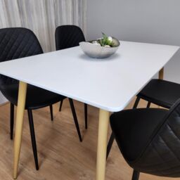 KOSY KOALA Modern Rectangle White Dining Table Set With 4 Black Chairs Dining Room Furniture in Brown - thumbnail 5