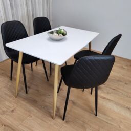 KOSY KOALA Modern Rectangle White Dining Table Set With 4 Black Chairs Dining Room Furniture in Brown - thumbnail 4
