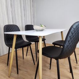 KOSY KOALA Modern Rectangle White Dining Table Set With 4 Black Chairs Dining Room Furniture in Brown - thumbnail 8