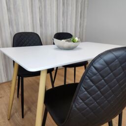 KOSY KOALA Modern Rectangle White Dining Table Set With 4 Black Chairs Dining Room Furniture in Brown - thumbnail 9