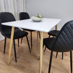KOSY KOALA Modern Rectangle White Dining Table Set With 4 Black Chairs Dining Room Furniture in Brown - thumbnail 6