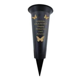 David Fischhoff Memorial Grave Plastic Spike Vase - Grandma in Black - thumbnail 1