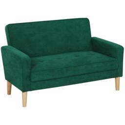 Wyld Haus Neraro 2 Seater Velvet Feel Sofa Forest Green Natural Wood Legs - thumbnail 2