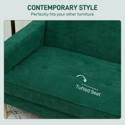 Wyld Haus Neraro 2 Seater Velvet Feel Sofa Forest Green Natural Wood Legs - thumbnail 6