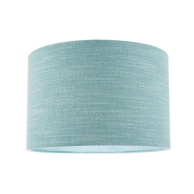 Happy Homewares Designer Bobbled & Textured Linen Fabric Round Drum Lamp Shade in Duck Egg Blue - Size: 12 inches - image 1