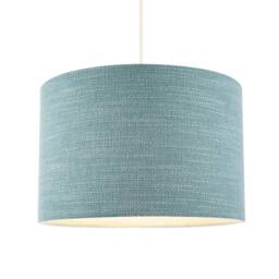 Happy Homewares Designer Bobbled & Textured Linen Fabric Round Drum Lamp Shade in Duck Egg Blue - Size: 12 inches - thumbnail 2