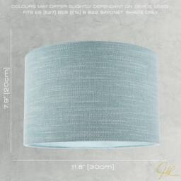 Happy Homewares Designer Bobbled & Textured Linen Fabric Round Drum Lamp Shade in Duck Egg Blue - Size: 12 inches - thumbnail 6