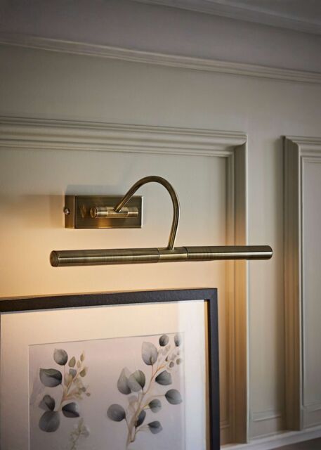 ValueLights Capri Antique Brass Adjustable Twin Bulb Picture Wired Wall Light in Gold - image 1