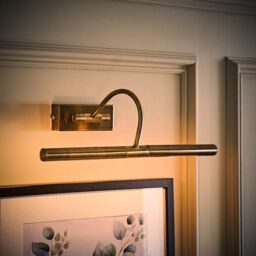 ValueLights Capri Antique Brass Adjustable Twin Bulb Picture Wired Wall Light in Gold - thumbnail 3