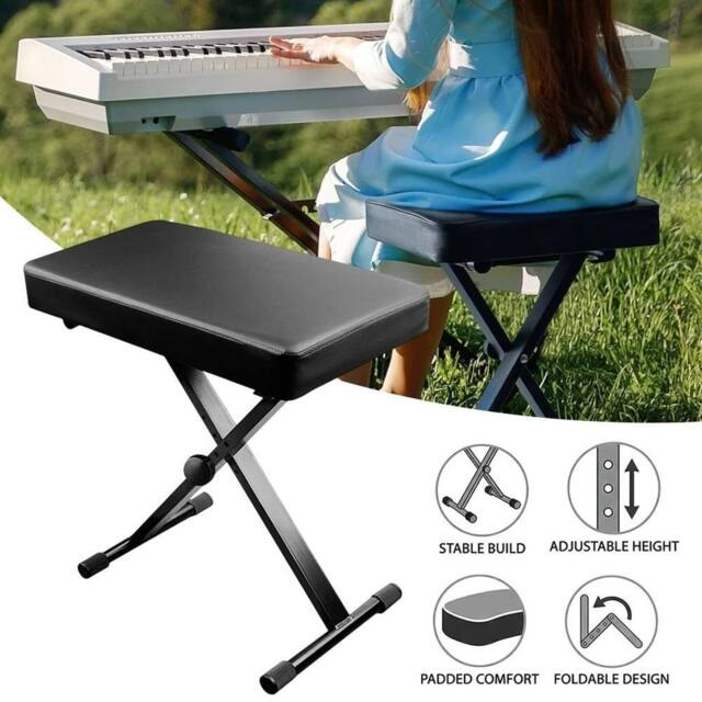 VOGREX Foldable X-Style Height Adjustable Piano Dressing Stool in Black - image 1