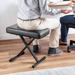 VOGREX Foldable X-Style Height Adjustable Piano Dressing Stool in Black - thumbnail 3