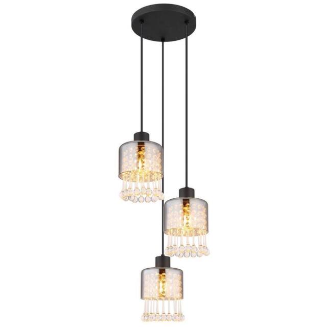 Netlighting Hendry Cluster Pendant Matt Black Smoke Glass Shade 3x E27 - image 1