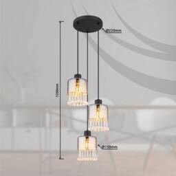 Netlighting Hendry Cluster Pendant Matt Black Smoke Glass Shade 3x E27 - thumbnail 5
