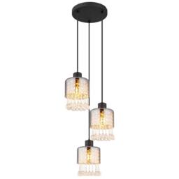 Netlighting Hendry Cluster Pendant Matt Black Smoke Glass Shade 3x E27