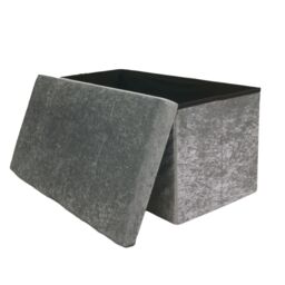 Libbi Lou Velvet Footstool Ottoman Storage Box 76x38x38cm in Grey - Size: 76 x 38 x 38 cm - thumbnail 1
