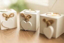 Marco Paul Set of 9 Wooden Heart Tea Light Holder Candle Holder Home Décor in White - thumbnail 6