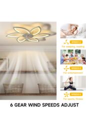 Living and Home Remote Control Modern Flower Shape Ceiling Fan Light in White - thumbnail 6