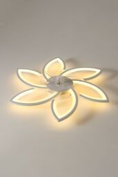 Living and Home Remote Control Modern Flower Shape Ceiling Fan Light in White - thumbnail 4