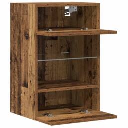 Berkfield Home TV Wall Cabinets with LED Lights 2 pcs Old Wood 40x30x60, 5 cm in Brown - thumbnail 7
