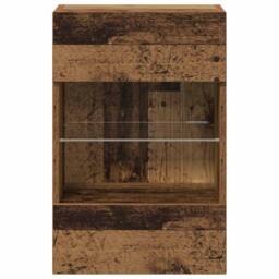 Berkfield Home TV Wall Cabinets with LED Lights 2 pcs Old Wood 40x30x60, 5 cm in Brown - thumbnail 8