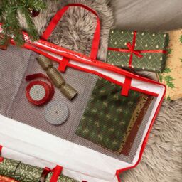 OHS Christmas 1 x Wrapping Paper Storage Organiser Nordic Xmas Gift Wrap Bag in Red - thumbnail 4