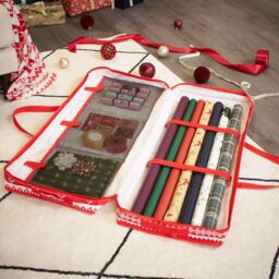 OHS Christmas 1 x Wrapping Paper Storage Organiser Nordic Xmas Gift Wrap Bag in Red - thumbnail 5