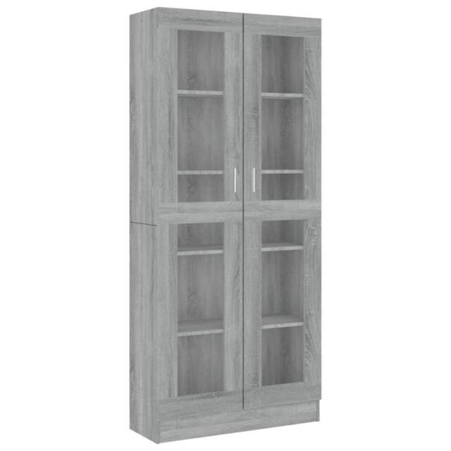Berkfield Home Vitrine Cabinet Grey Sonoma 82.5x30.5x185.5 cm Engineered Wood - image 1