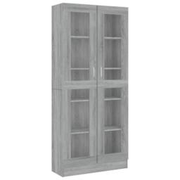 Berkfield Home Vitrine Cabinet Grey Sonoma 82.5x30.5x185.5 cm Engineered Wood - thumbnail 1