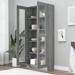Berkfield Home Vitrine Cabinet Grey Sonoma 82.5x30.5x185.5 cm Engineered Wood - thumbnail 6