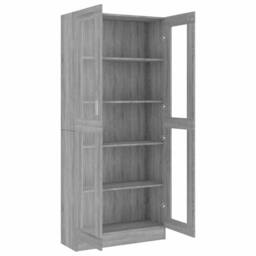 Berkfield Home Vitrine Cabinet Grey Sonoma 82.5x30.5x185.5 cm Engineered Wood - thumbnail 5