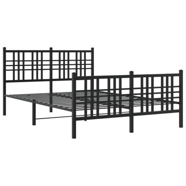 Berkfield Home Metal Bed Frame without Mattress with Footboard Black 137x190cm - Size: 137x190 cm - image 1