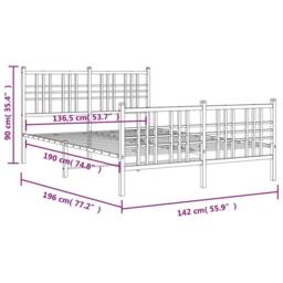 Berkfield Home Metal Bed Frame without Mattress with Footboard Black 137x190cm - Size: 137x190 cm - thumbnail 8