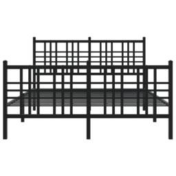 Berkfield Home Metal Bed Frame without Mattress with Footboard Black 137x190cm - Size: 137x190 cm - thumbnail 4