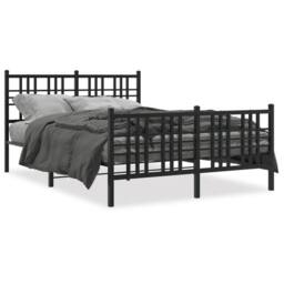 Berkfield Home Metal Bed Frame without Mattress with Footboard Black 137x190cm - Size: 137x190 cm - thumbnail 3
