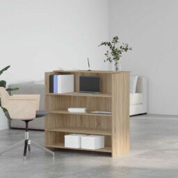 Berkfield Home Reception Desk Sonoma Oak 100x50x103.5 cm Engineered Wood in Brown - thumbnail 3