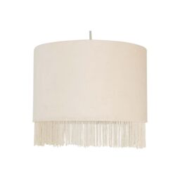 First Choice Lighting Set of 2 Fringed - Off-White 23cm Fringed Velvet Pendant Shades - thumbnail 3