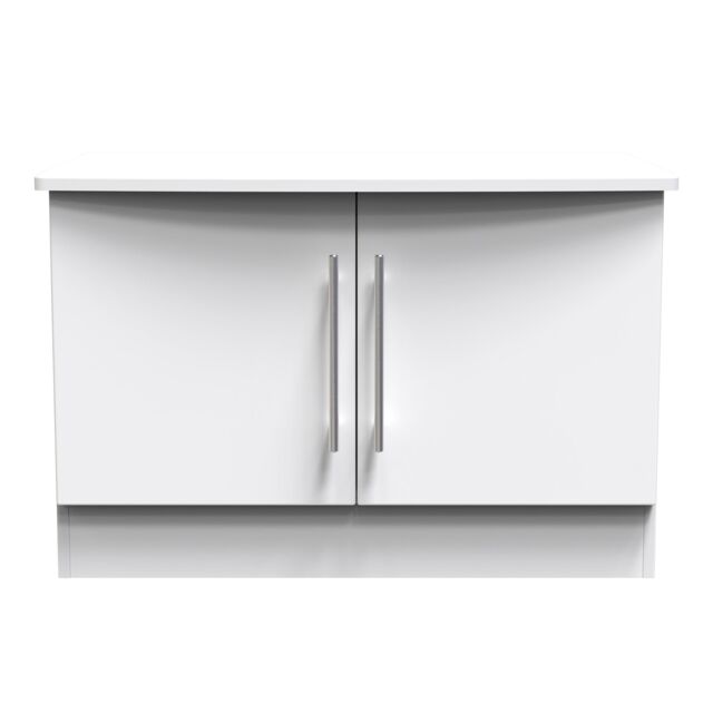 Ready Assembled 2 U Carlton Compact 2 Door TV & Media Unit (Ready Assembled) in White - Size: Medium - image 1