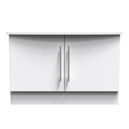 Ready Assembled 2 U Carlton Compact 2 Door TV & Media Unit (Ready Assembled) in White - Size: Medium - thumbnail 1