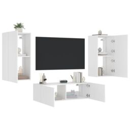 Berkfield Home 3 Piece TV Wall Cabinets with LED Lights White - thumbnail 5