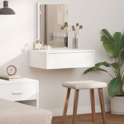 Berkfield Home Wall Hanging Dressing Table¬†White 60x40x70 cm in White - Size: 60 x 40 x 70 cm - thumbnail 1