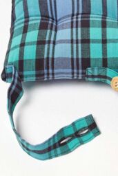 Homescapes Seat Pad Luxury Cotton Green Tartan Indoor Outdoor Garden Cushion, 40cm - thumbnail 4
